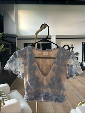 Altar'd State Pale Blue Lace Trim Cami